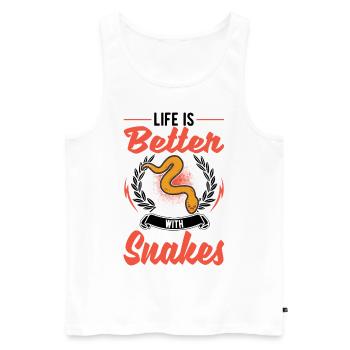 Das Leben ist besser mit Schlangen - Männer Premium Bio Tank Top - Weiß - Vorne - AI Model Male 178 light (178cm)