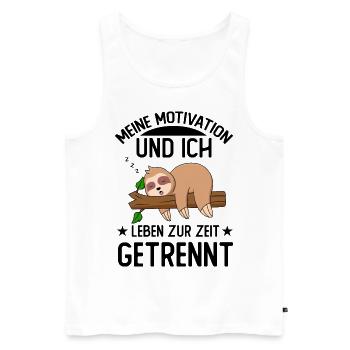 Meine Motivation und ich leben zur Zeit getrennt - Männer Premium Bio Tank Top - Weiß - Vorne - Michal (187cm)
