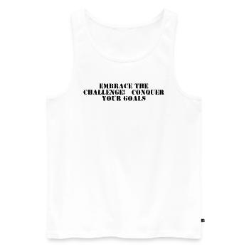 Fitness - Relevez le défi, conquérez votre - Débardeur bio Premium Homme - blanc - Devant - Michal (187cm)