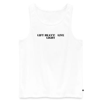 Fitness - Lift heavy, live light - Männer Premium Bio Tank Top - Weiß - Vorne - AI Model Male 178 light (178cm)