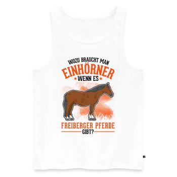 Freiberger Pferd Einhorn - Männer Premium Bio Tank Top - Weiß - Vorne - AI Model Male 178 light (178cm)