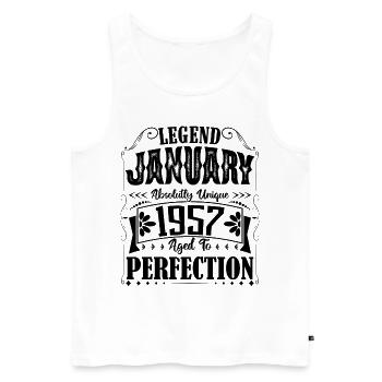 Januar 1957. Januar 1957 Geburtstagsgeschenk. - Männer Premium Bio Tank Top - Weiß - Vorne - Michal (187cm)