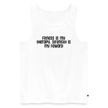 Fitness - Le fitness est ma thérapie, la force est ma - Débardeur bio Premium Homme - blanc - Devant - Michal (187cm)
