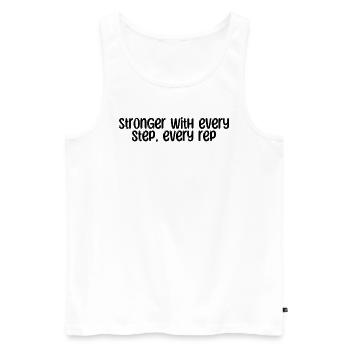Fitness - Stronger with every step, every rep - Men's Premium Organic Tank Top - white - Front - AI Model Male 178 light (178cm)