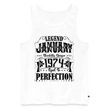 Januar 1974. Januar 1974 Geburtstagsgeschenk. - Männer Premium Bio Tank Top - Weiß - Vorne - Michal (187cm)