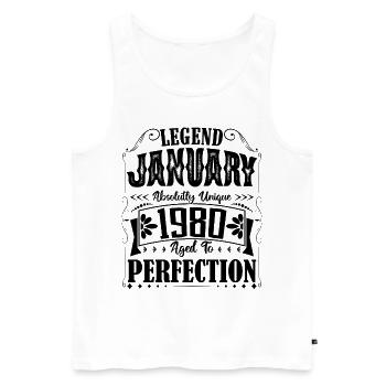 January 1980. January 1980 Birthday Gift. - Men's Premium Organic Tank Top - white - Front - AI Model Male 178 light (178cm)