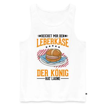 Leberkas König Leberkäse Fleischkäse - Männer Premium Bio Tank Top - Weiß - Vorne - Michal (187cm)