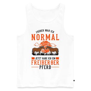 Freiberger Pferd Reiterin - Männer Premium Bio Tank Top - Weiß - Vorne - AI Model Male 178 light (178cm)