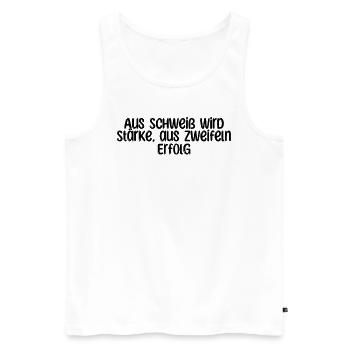 Fitness - Aus Schweiß wird Stärke, aus Zweifeln - Männer Premium Bio Tank Top - Weiß - Vorne - Michal (187cm)