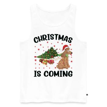 Noël arrive version chien - Débardeur bio Premium Homme - blanc - Devant - Michal (187cm)