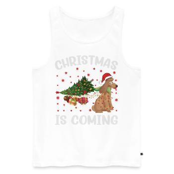 Noël arrive version chien - Débardeur bio Premium Homme - blanc - Devant - Michal (187cm)