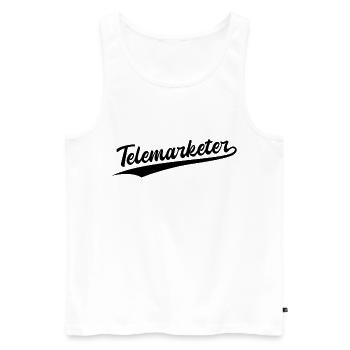 Retro Swoosh Job - Telemarketer - Men's Premium Organic Tank Top - white - Front - Michal (187cm)