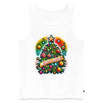 Merry & Bright - Fêtes drôles Noël drôle - Débardeur bio Premium Homme - blanc - Devant - AI Model Male 178 light (178cm)