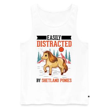 Easily distracted by Shetland Ponies Shetty - Männer Premium Bio Tank Top - Weiß - Vorne - AI Model Male 178 light (178cm)