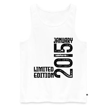 Cadeau Anniversaire Janvier 2015. January 2015. - Débardeur bio Premium Homme - blanc - Devant - Michal (187cm)