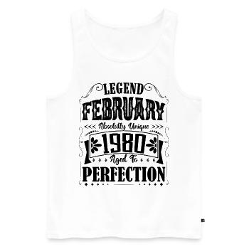 February 1980. February 1980 Birthday Gift. - Men's Premium Organic Tank Top - white - Front - AI Model Male 178 light (178cm)