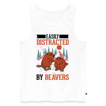 Easily distracted by Beavers Biber - Männer Premium Bio Tank Top - Weiß - Vorne - Michal (187cm)