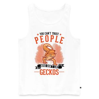 Gecko Geschenk Leopardgecko - Männer Premium Bio Tank Top - Weiß - Vorne - Michal (187cm)
