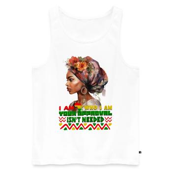 Black Queen Curly Afro - Celebrate Black History - Männer Premium Bio Tank Top - Weiß - Vorne - Michal (187cm)
