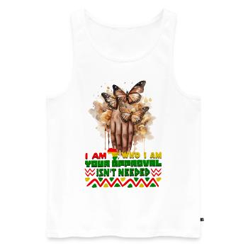 Black Queen Curly Afro - Celebrate Black History - Männer Premium Bio Tank Top - Weiß - Vorne - Michal (187cm)