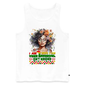 Black Queen Curly Afro - Celebrate Black History - Männer Premium Bio Tank Top - Weiß - Vorne - Michal (187cm)