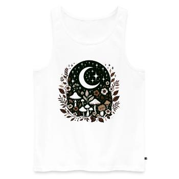 Champignons Lune Cottagecore Fleurs Nuit Goblincore - Débardeur bio Premium Homme - blanc - Devant - Michal (187cm)