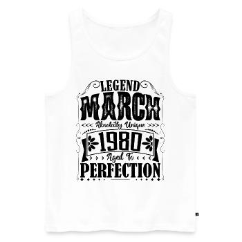 March 1980. March 1980 Birthday Gift. March. - Men's Premium Organic Tank Top - white - Front - AI Model Male 178 light (178cm)