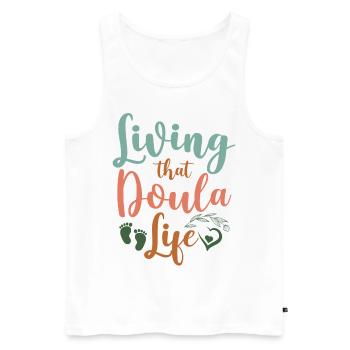 Doula Birth Worker Living That - Männer Premium Bio Tank Top - Weiß - Vorne - Michal (187cm)