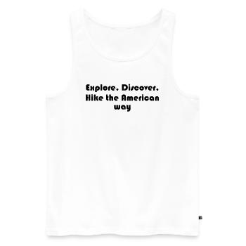 Wandern - Explore. Discover. Hike the American - Männer Premium Bio Tank Top - Weiß - Vorne - AI Model Male 178 light (178cm)