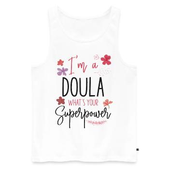 Doula accoucheuse Je suis une doula - Débardeur bio Premium Homme - blanc - Devant - Michal (187cm)