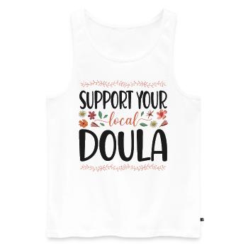 Doula Travailleuse à la naissance Soutien aux fleurs - Débardeur bio Premium Homme - blanc - Devant - Michal (187cm)