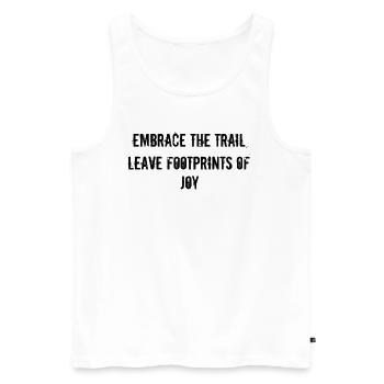 Wandern - Embrace the trail, leave footprints of - Männer Premium Bio Tank Top - Weiß - Vorne - AI Model Male 178 light (178cm)