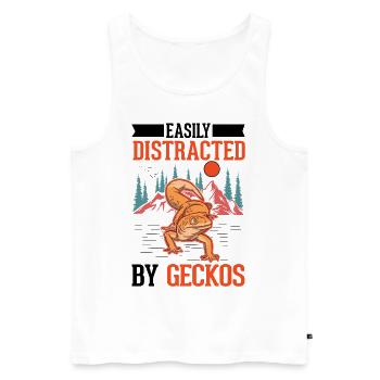 Easily distracted by Geckos Leopardgecko - Männer Premium Bio Tank Top - Weiß - Vorne - Michal (187cm)