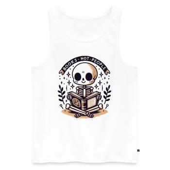 Bücherfreund Skelett Leseliebe - Books not people - Männer Premium Bio Tank Top - Weiß - Vorne - Michal (187cm)