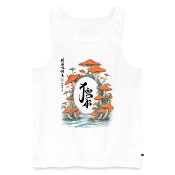 Magische Pilzszene im Ukiyo-E Kanji-Stil - Männer Premium Bio Tank Top - Weiß - Vorne - AI Model Male 178 light (178cm)