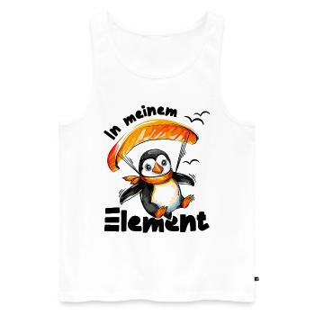 Lustiger Pinguin Paraglider In meinem Element - Männer Premium Bio Tank Top - Weiß - Vorne - Michal (187cm)