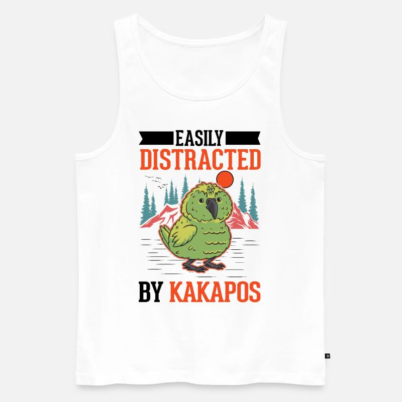 Easily distracted by Kakapos - Männer Premium Bio Tank Top - Weiß