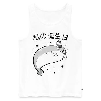 Sacabambaspis Fish Meme Japanese Birthday - Men's Premium Organic Tank Top - white - Front - Michal (187cm)