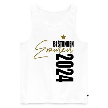 Examen 2024 bestanden - Männer Premium Bio Tank Top - Weiß - Vorne - AI Model Male 178 light (178cm)