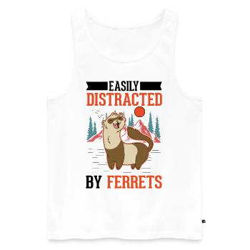 Facilement distrait par les furets Frettchen - Débardeur bio Premium Homme - blanc - Devant - Michal (187cm)