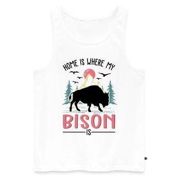 La maison est là où se trouve mon buffle - Débardeur bio Premium Homme - blanc - Devant - Michal (187cm)