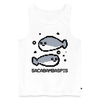 Fish Meme Pixel Couple - Men's Premium Organic Tank Top - white - Front - AI Model Male 178 light (178cm)