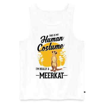 Déguisement Suricate Suricate Halloween - Débardeur bio Premium Homme - blanc - Devant - AI Model Male 178 light (178cm)