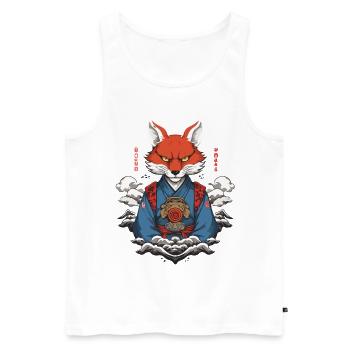 Kitsune Yokai Kimono Ukiyo-E Retro Japan Design - Débardeur bio Premium Homme - blanc - Devant - Michal (187cm)