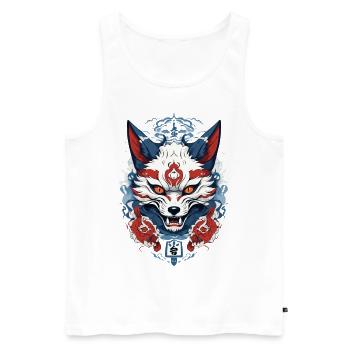 Japanische Kitsune Maske Yokai Ukiyo-E Design - Männer Premium Bio Tank Top - Weiß - Vorne - AI Model Male 178 light (178cm)
