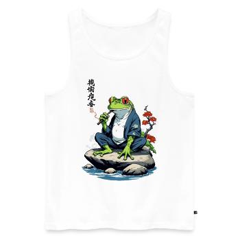 Yokai Grenouille Ukiyo-E Japon Design Rétro - Débardeur bio Premium Homme - blanc - Devant - AI Model Male 178 light (178cm)