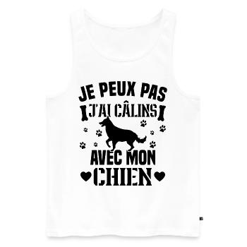 je peux pas j ai câlins avec mon chien - Débardeur bio Premium Homme - blanc - Devant - AI Model Male 178 light (178cm)