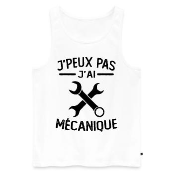 je peux pas j ai mécanique - Débardeur bio Premium Homme - blanc - Devant - Michal (187cm)