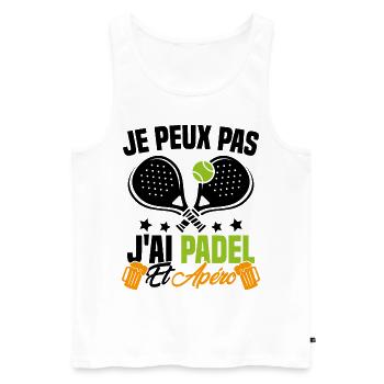 I can't I have padel and aperitif Padeliste Gift - Men's Premium Organic Tank Top - white - Front - AI Model Male 178 light (178cm)