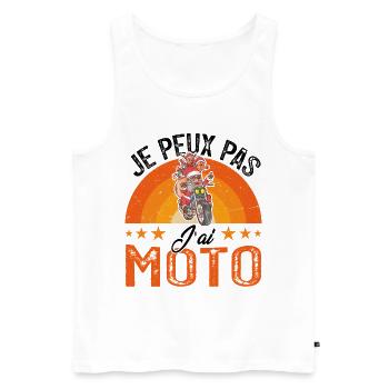 Je peux pas j ai moto - Débardeur bio Premium Homme - blanc - Devant - AI Model Male 178 light (178cm)